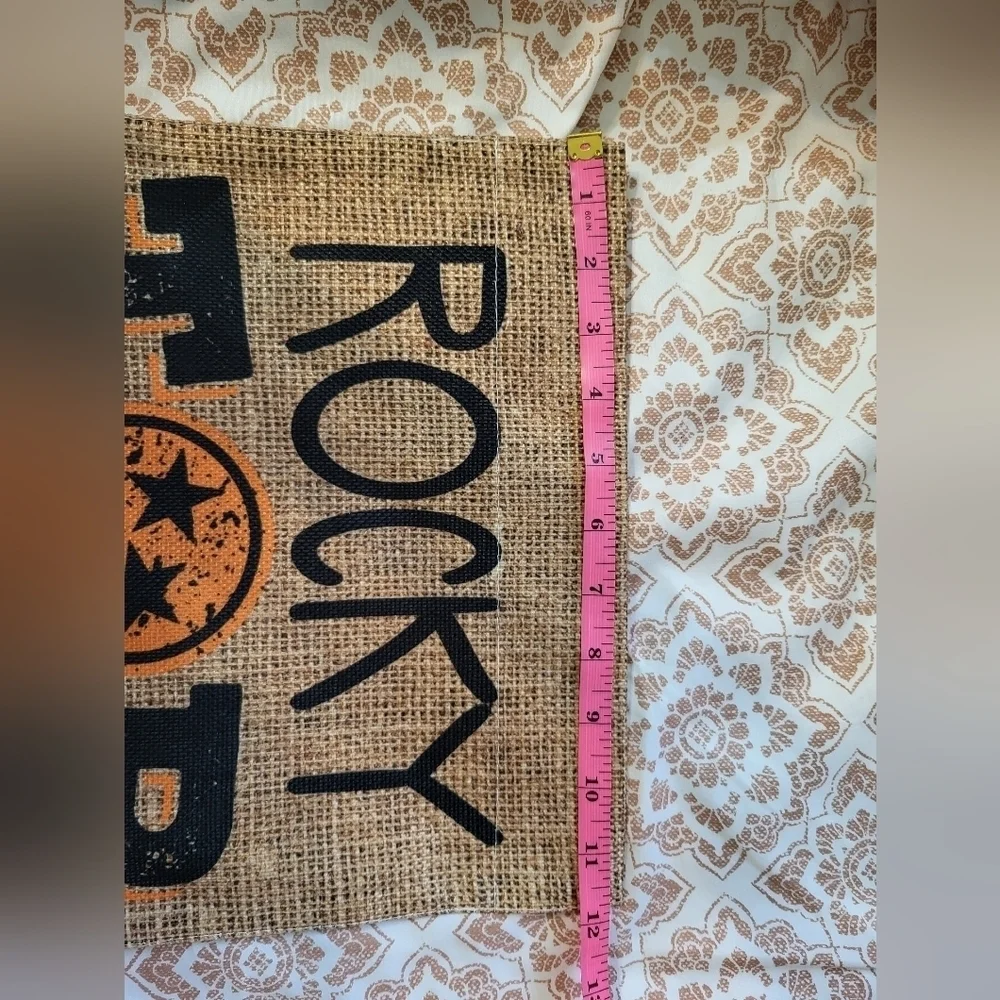 Rocky Top Burlap Look Outdoor Garden Flag Black and Orange Two Flags Tenn